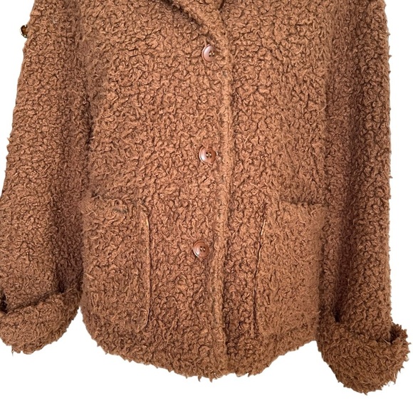 Cliche Women’s Wool Blend Teddy Sherpa Coat Jacket Size M Cocoa Brown Lined - Picture 4 of 9